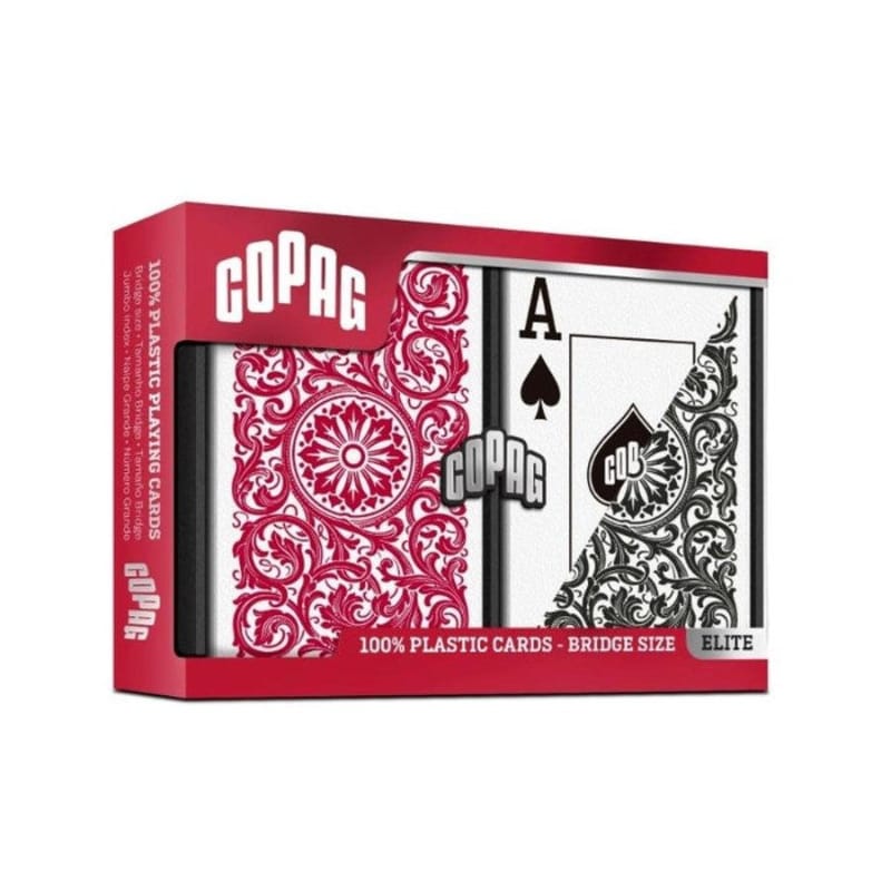 Copag Playing Cards Playing Cards - Copag 100% Plastic 1546 Bridge Size Jumbo Index Double Deck Set (Red/Black)