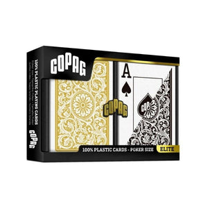 Copag Playing Cards Playing Cards - Copag 100% Plastic 1546 Poker Size Jumbo Index Double Deck Set (Black/Gold)