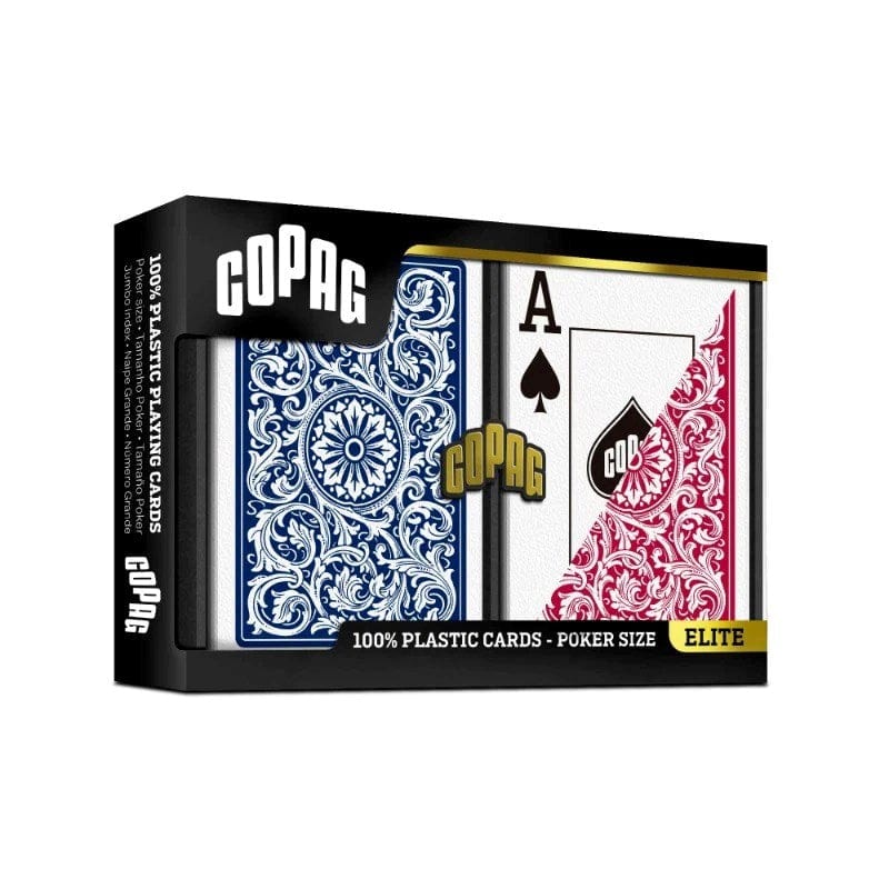 Copag Playing Cards Playing Cards - Copag 100% Plastic 1546 Poker Size Jumbo Index Double Deck Set (Red/Blue)