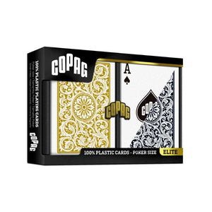 Copag Playing Cards Playing Cards - Copag 100% Plastic 1546 Poker Size Regular Index Double Deck Set (Black/Gold)
