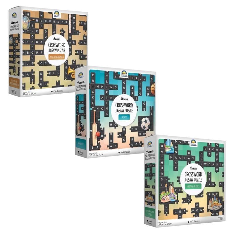 Crown & Andrews Jigsaws Crossword Puzzle (100pc) Bonza (3 Asst)