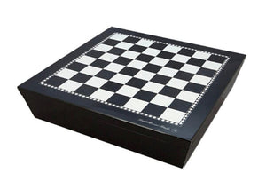 Dal Rossi Classic Games Chess Board - Black and White High Gloss Finish - 20" with compartments
