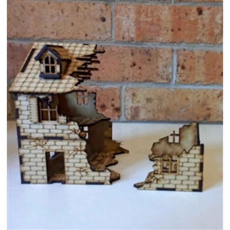 Dark Castle Terrain Miniatures Dark Castle Terrain - Normandy - Ruined 2 Storey House