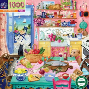 Eeboo Jigsaws Pink Kitchen (1000pc) Eeboo