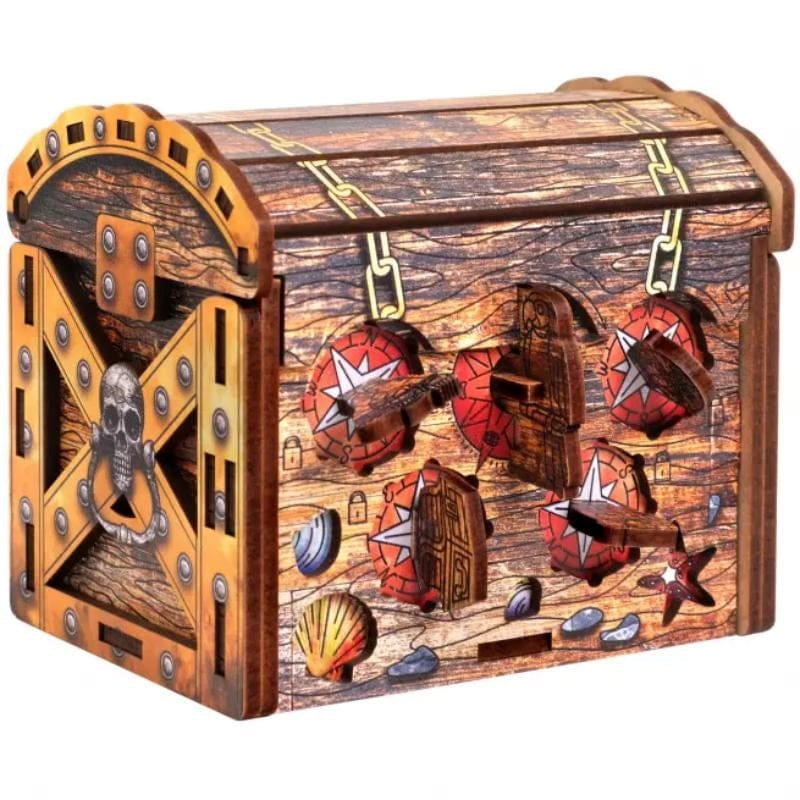 EscapeWelt Puzzles Logic Puzzles Escapewelt - Art Pirate's Treasure Chest Wooden Puzzle Box
