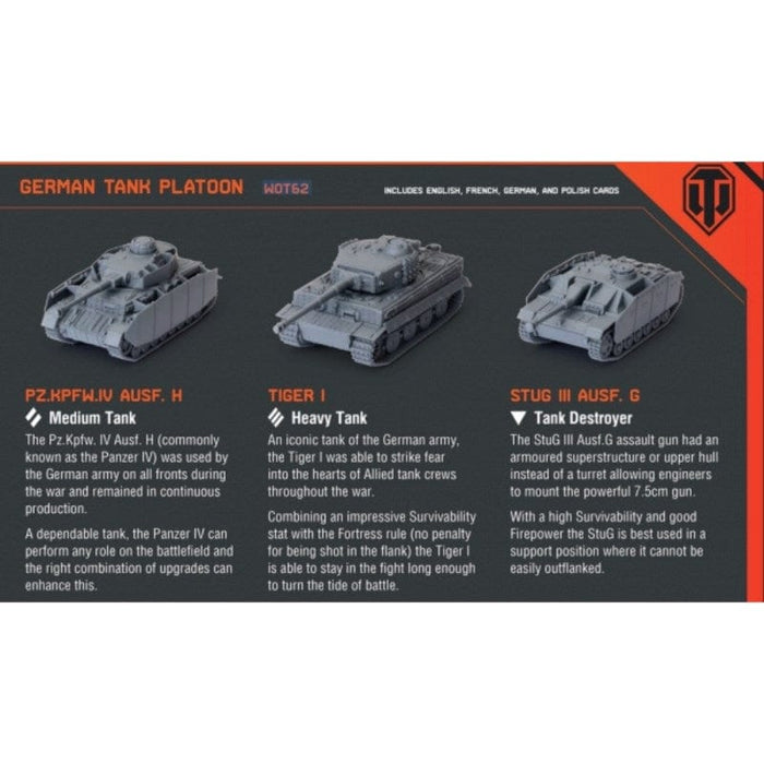World Of Tanks Miniatures Game - German Tank Platoon (Panzer IV H, Tiger I, StuG III G)