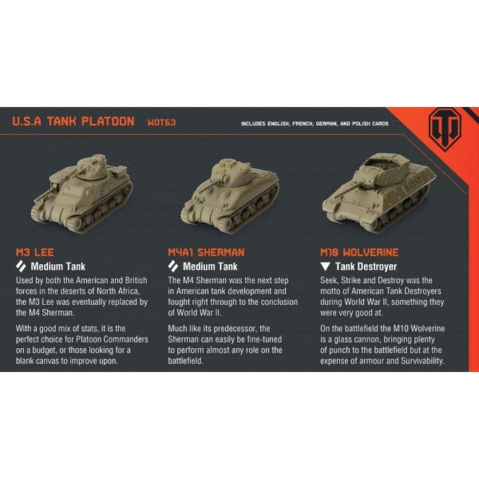 World Of Tanks Miniatures Game - U.S.A. Tank Platoon (M3 Lee, M4A1 75mm Sherman, M10 Wolverine)