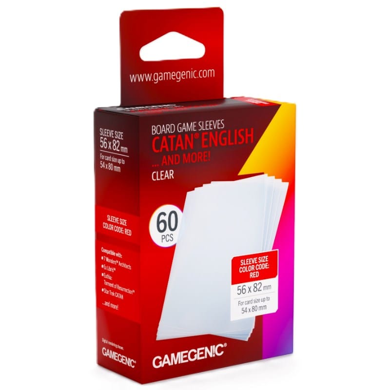 Gamegenic Trading Card Games Card Sleeves - Gamegenic - Clear Catan English (60) (56x82mm) (Refresh)