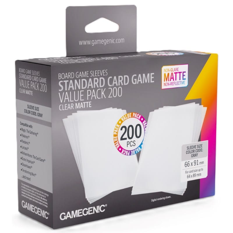Gamegenic Trading Card Games Card Sleeves - Gamegenic - Clear Matte Standard Value Pack (200) (55x91mm) (Refresh)