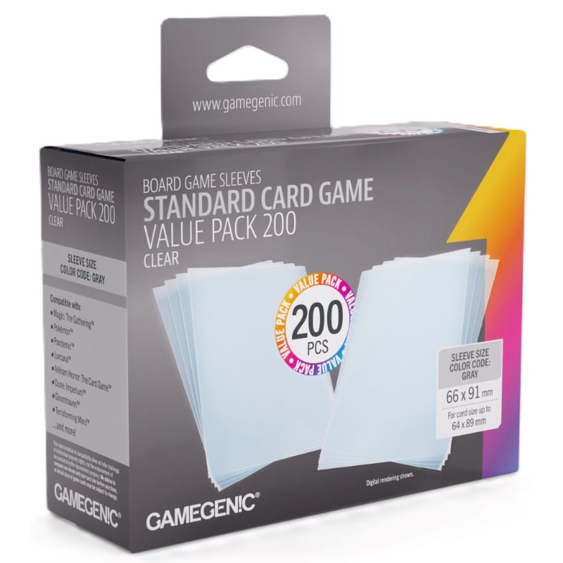 Gamegenic Trading Card Games Card Sleeves - Gamegenic - Clear Standard Value Pack (200) (55x91mm) (Refresh)