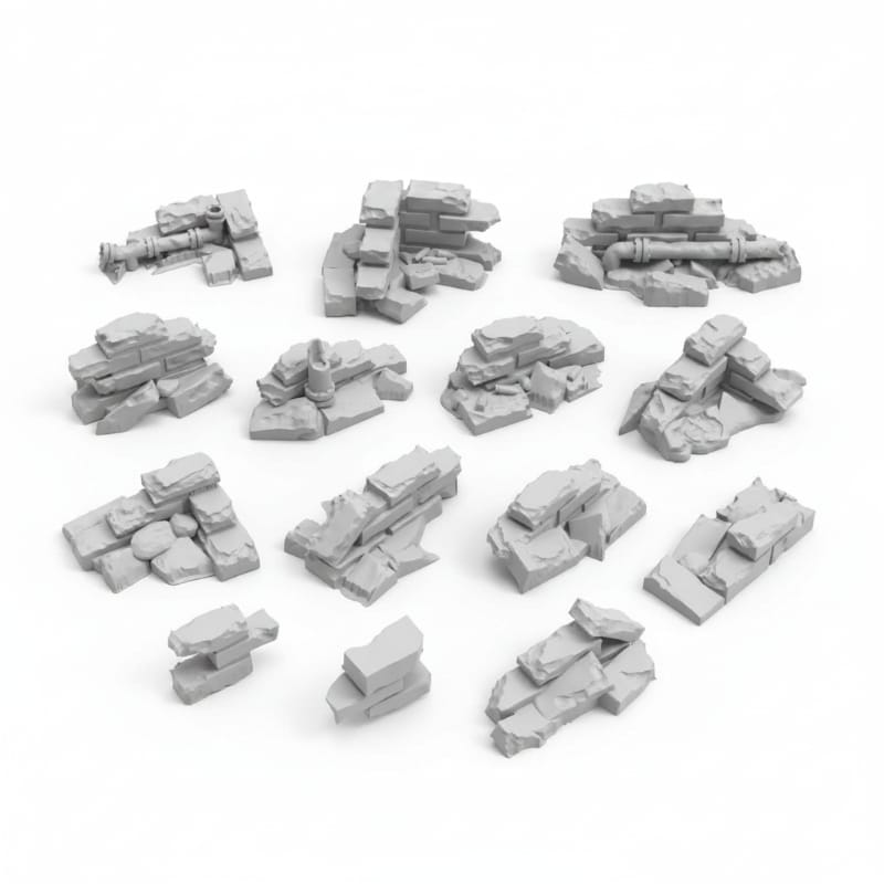 Greenstuff World Hobby GSW - 3D Printed - Modern & Sci-Fi - Brick Wall Ruins