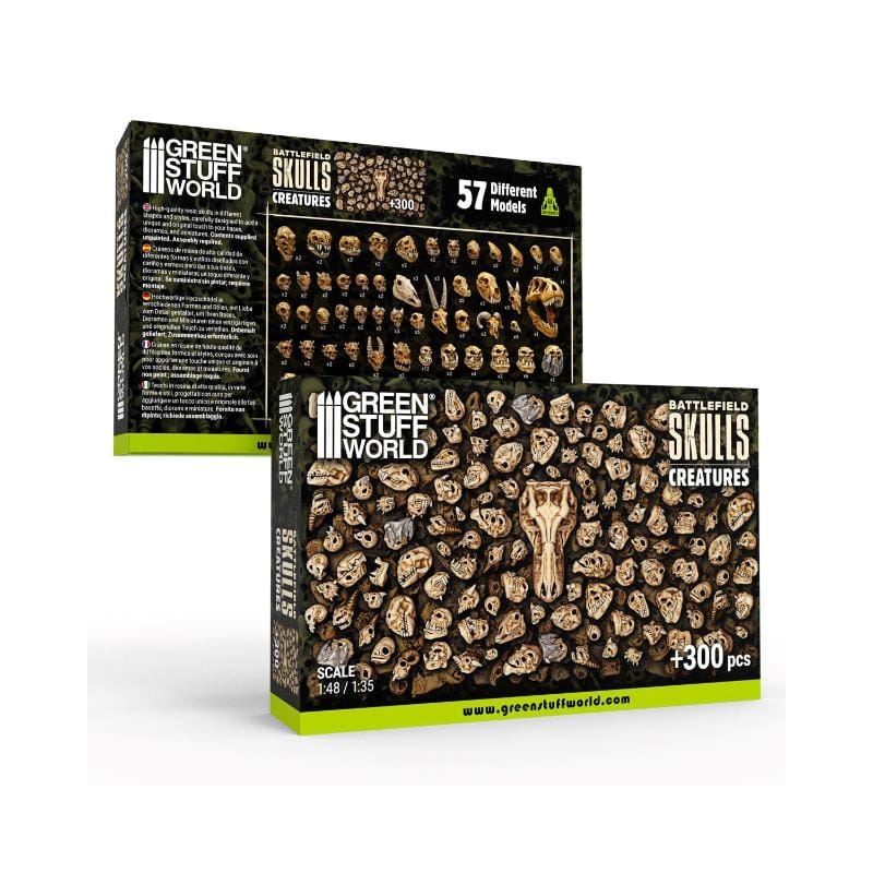Greenstuff World Hobby GSW - 3D Printed - Skulls & Bones - Battlefield Skulls - Creatures
