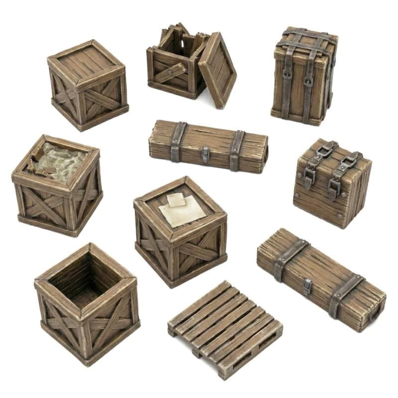 Greenstuff World Hobby GSW - 3D Printed - Wooden Crates (14pc)