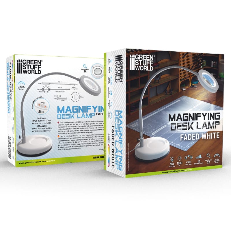 Greenstuff World Hobby GSW - Magnifying Desk Lamp - Faded White