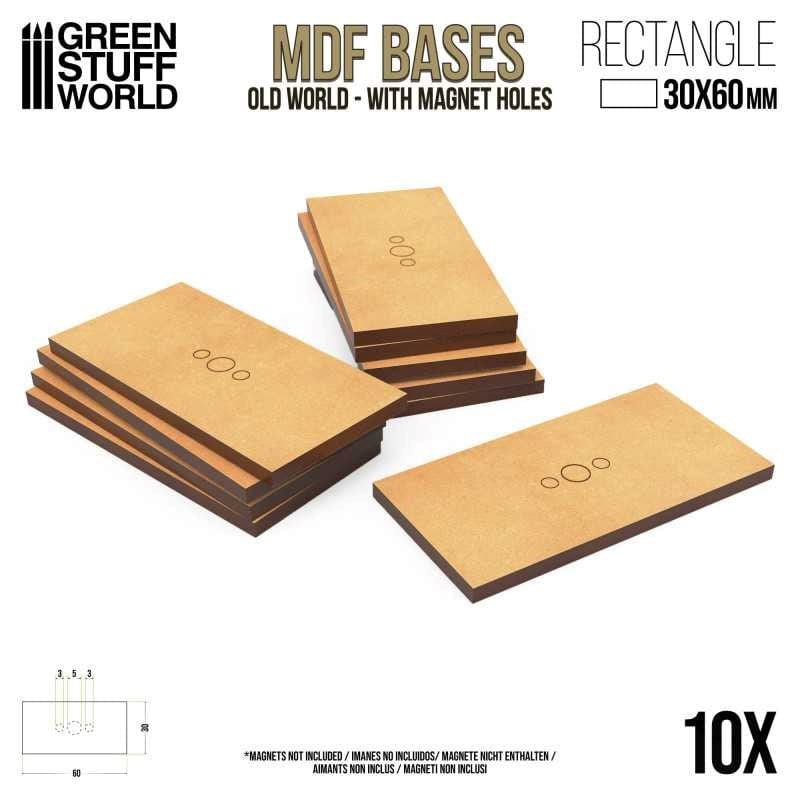 Greenstuff World Hobby GSW - MDF Rectangular Base - 30x60mm (Pack x10) Old World