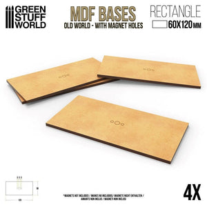 Greenstuff World Hobby GSW - MDF Rectangular Base - 60x120mm (Pack x4) Old World