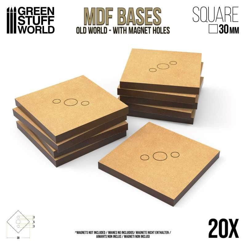 Greenstuff World Hobby GSW - MDF Square Base - 30mm (Pack x20) Old World