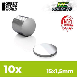 Greenstuff World Hobby GSW - Neodymium Magnets 15x1.5mm - (N52) (10 Pack)