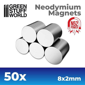 Greenstuff World Hobby GSW - Neodymium Magnets 8x2mm - Set X50 (N52)