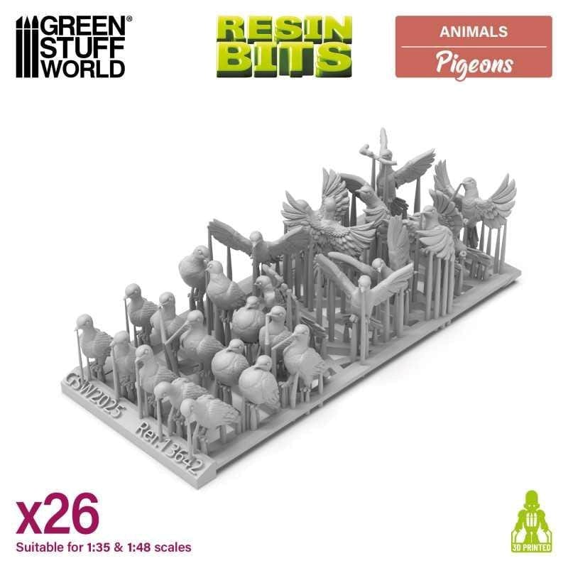 Greenstuff World Hobby GSW - Resin Bits - Animals - Pigeons