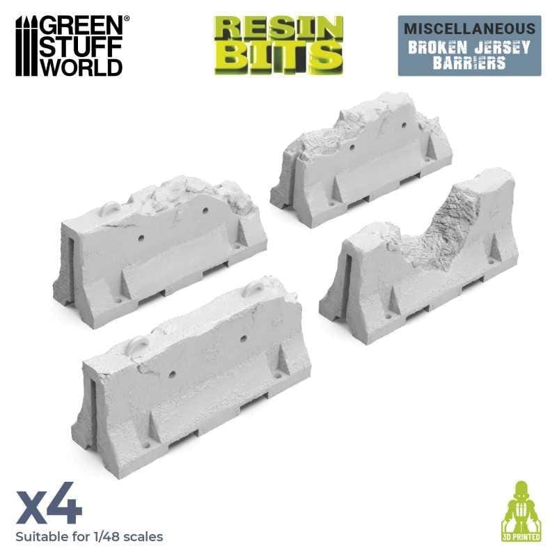 Greenstuff World Hobby GSW - Resin Bits - Broken Jersey Barriers