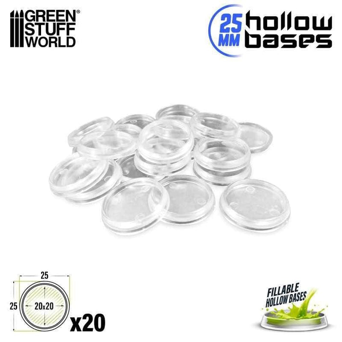 GSW - Transparent Hollow Plastic Bases - Round 25mm (20)