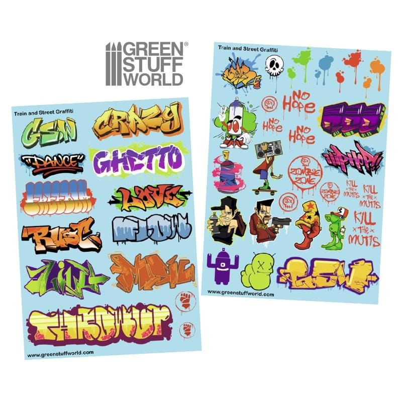 Greenstuff World Hobby GSW - Waterslide Decal Sheets - Train and Graffiti Mix