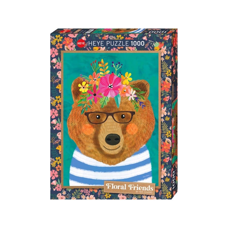 Heye Jigsaws Floral Friends - Gentle Bruin (1000pc) Heye