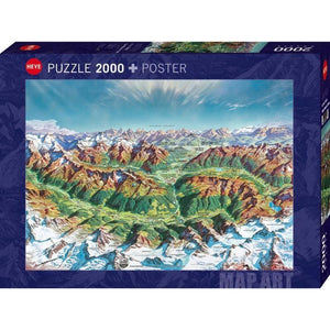 Heye Jigsaws Map Art - Alphine Mountain World (2000pc) Heye