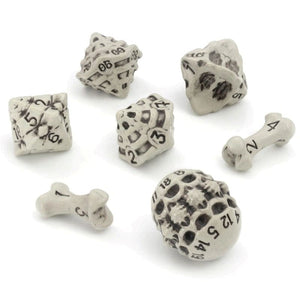 LYNX Dice Dice - Skull & Bone 7 Polyhedrals - Cleaned Bone White