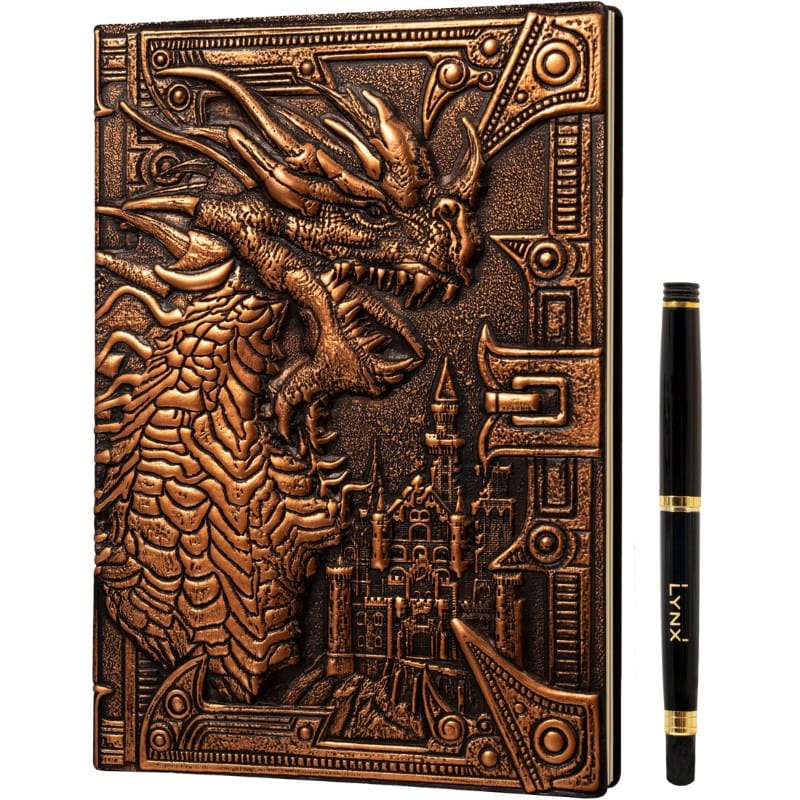 LYNX Roleplaying Games 3D Faux-Leather Notebook/Journal - Bronze Dragon
