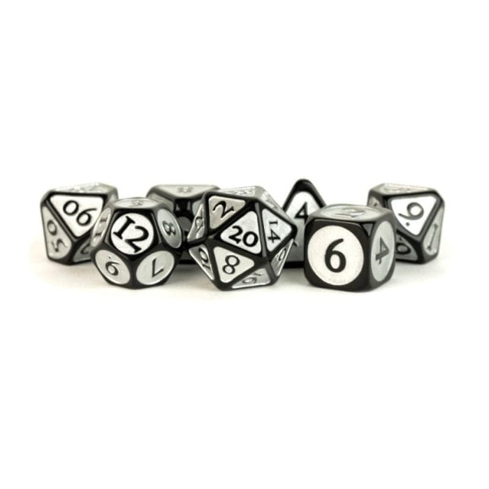 Dice - Acrylic Polyhedral - Black/Silver Enamel (MDG)