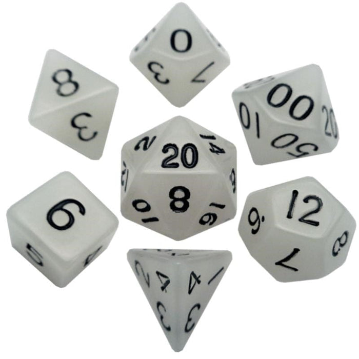 Dice - Acrylic Polyhedral - Glow in the Dark Clear
