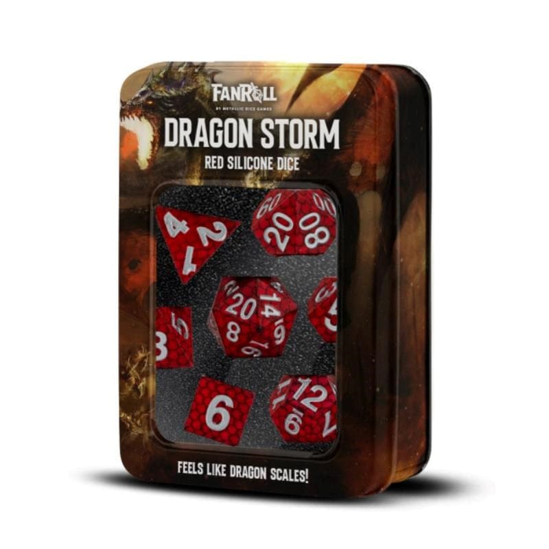 Metallic Dice Games Dice Dice - Dragon Storm Silicone Polyhedrals - Red Dragon Scales (MDG) (26/01/2024 Release)