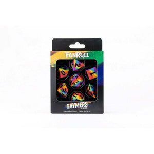 Metallic Dice Games Dice Dice - Sharp Edge Silicone Rubber Polyhedrals - Pride Rainbow Flag (MDG)