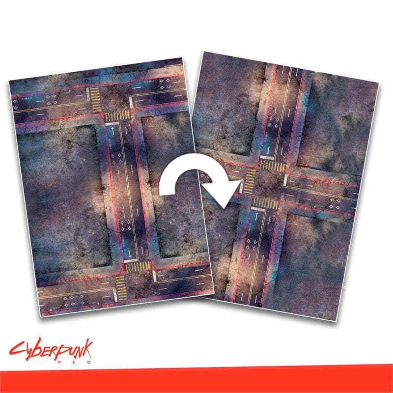 Monster Fight Club Miniatures Cyberpunk RED - Combat Zone - 44x30" Game Mat