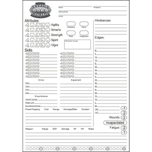 Pinnacle Entertainment Roleplaying Games Savage Worlds - Tear-Away Character Sheet Pad