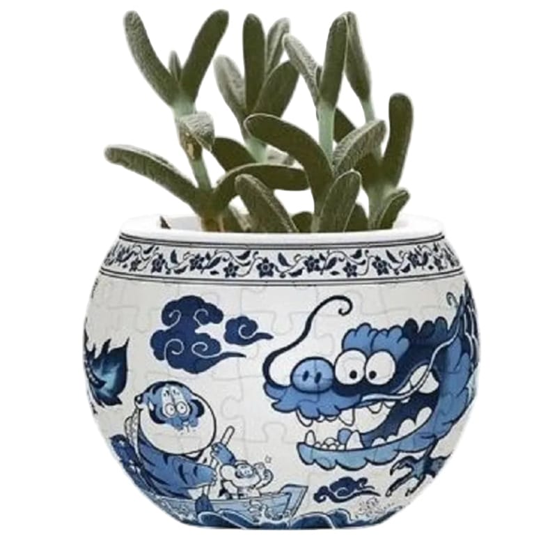 Pintoo Jigsaws 3D Puzzle - Flowerpot - Alexander The Fat Tiger (80pc)