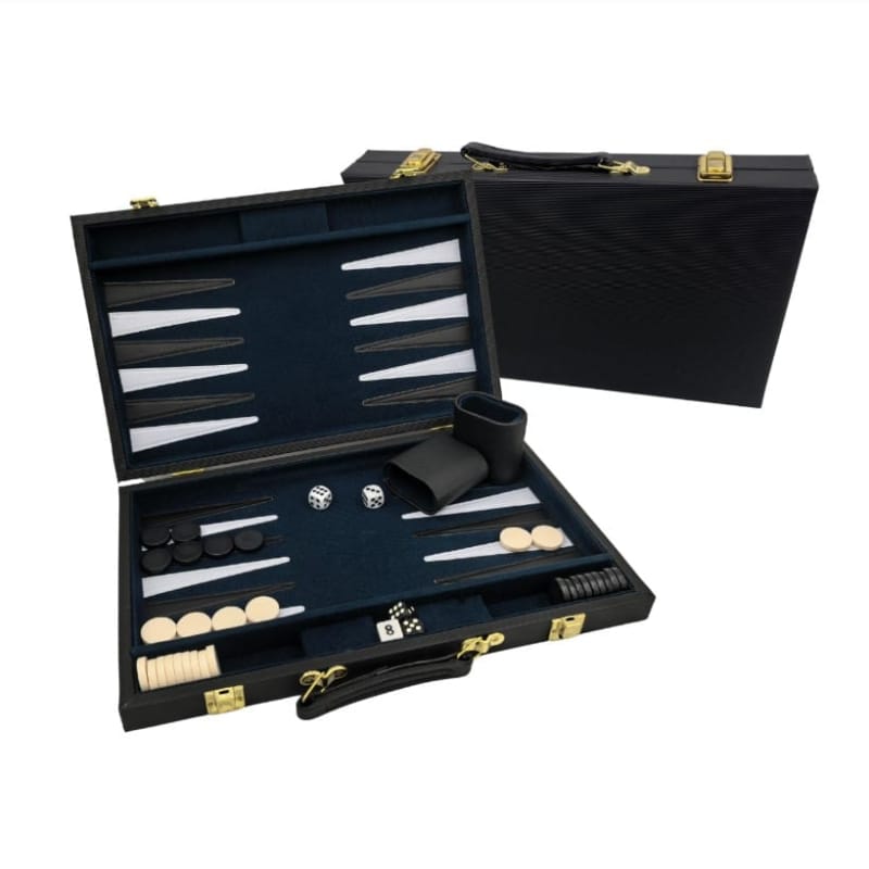 Puzzles and Games Specialists Classic Games Backgammon - 15" Black Strip Textured