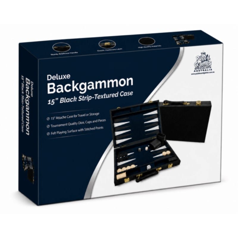 Puzzles and Games Specialists Classic Games Backgammon - 15" Black Strip Textured