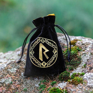 Q-Workshop Dice Q Workshop - Runic Black & Golden Velour Dice Bag