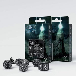 Q-Workshop Dice Q Workshop - Runic Black & White Dice Set 7