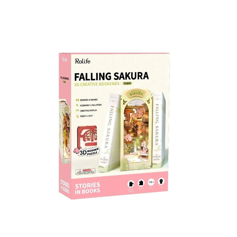 Robotime Construction Puzzles DIY Bookends - Falling Sakura