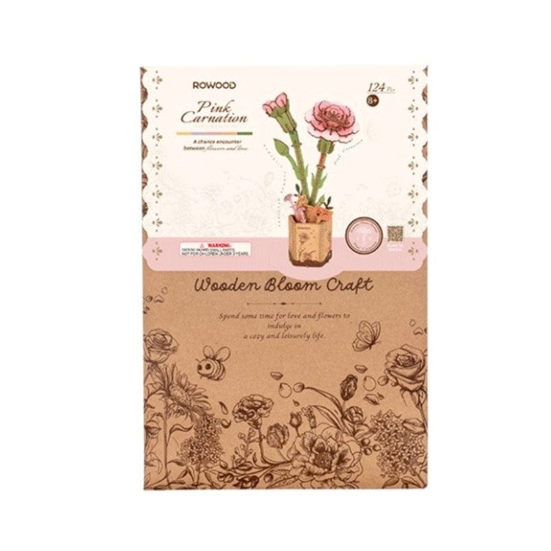 Robotime Construction Puzzles DIY Wood Bloom - Pink Carnation