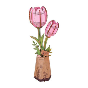 Robotime Construction Puzzles DIY Wood Bloom - Pink Tulip
