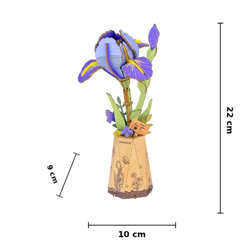 Robotime Construction Puzzles DIY Wood Bloom - Purple Iris