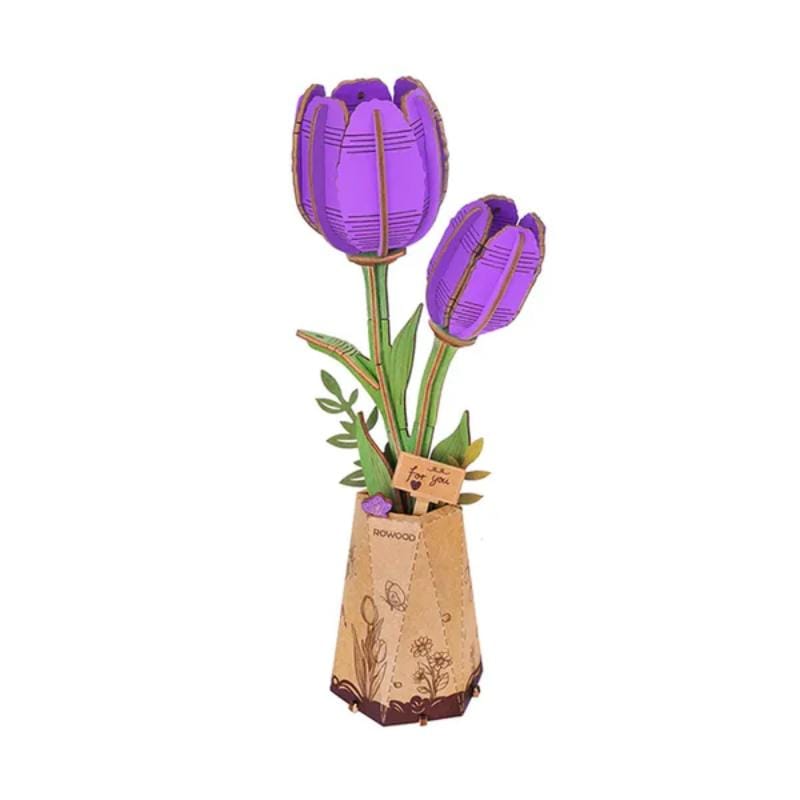 Robotime Construction Puzzles DIY Wood Bloom - Purple Tulip