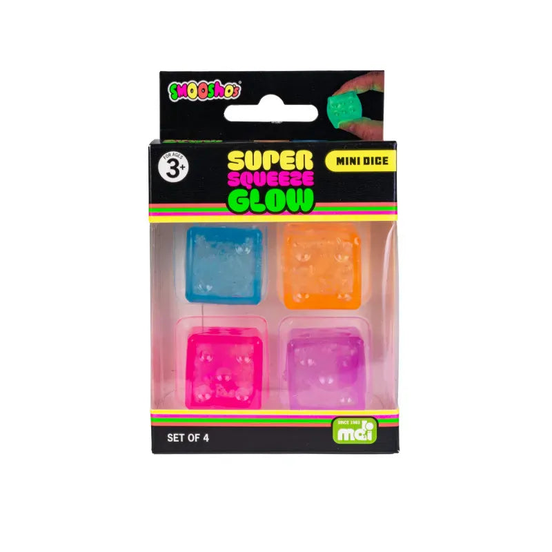 Smoosho's Novelties Smoosho's Super Squeeze - Glow in the Dark Mini Dice (4pc) (Assorted)