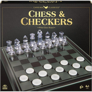 Spin Master Classic Games Compendium - Chess & Checkers with Glass Board