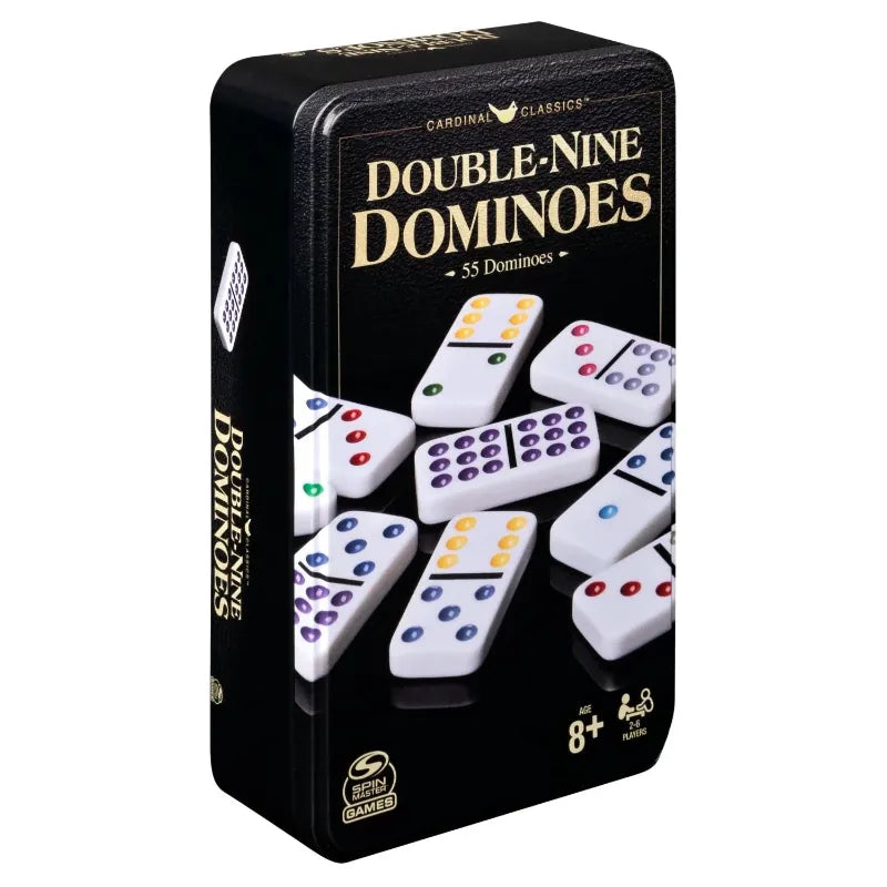 Spin Master Classic Games Dominoes - Double 9 Coloured in Tin (Cardinal Classics) (Refresh)